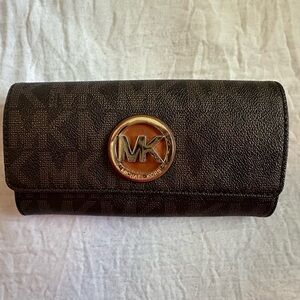 Michael Kors Black Wallet with Gold Emblem
